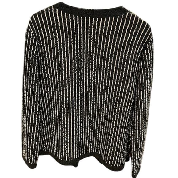 CHICO'S Black White TRAVELERS COLLECTION Cardigan Jacket Lightweight Sz 1 MEDIUM - Picture 5 of 9